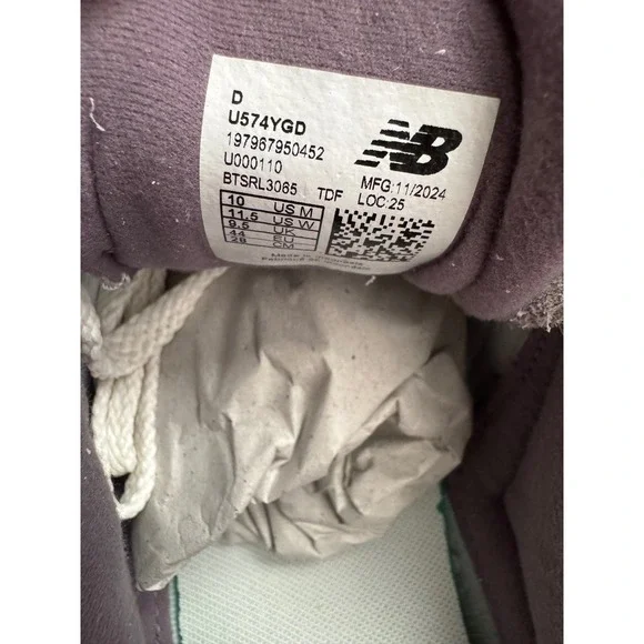 New Balance 574 Cordura Ghost Gray Purple Suede Sneakers Retro Women's Size 11.5 - Picture 7 of 8